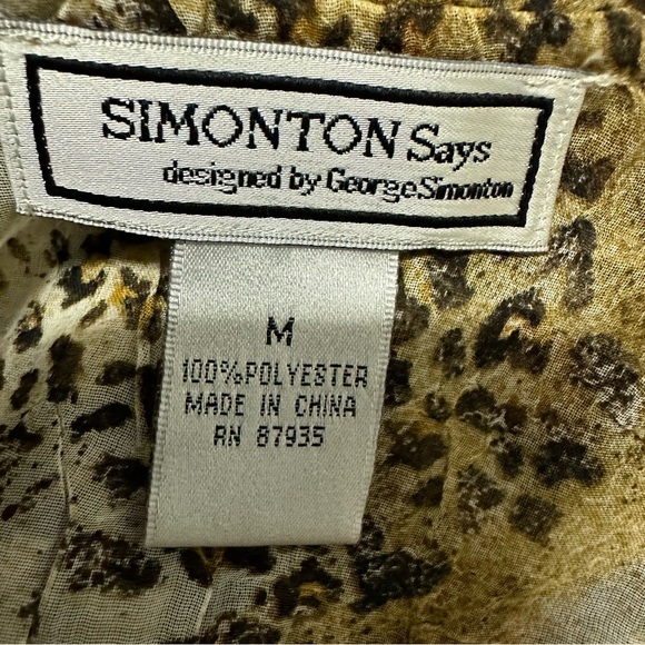 Simonton Says by George Simonton Animal Print Ruffled Kimono QVC Blouse Medium - Picture 9 of 10